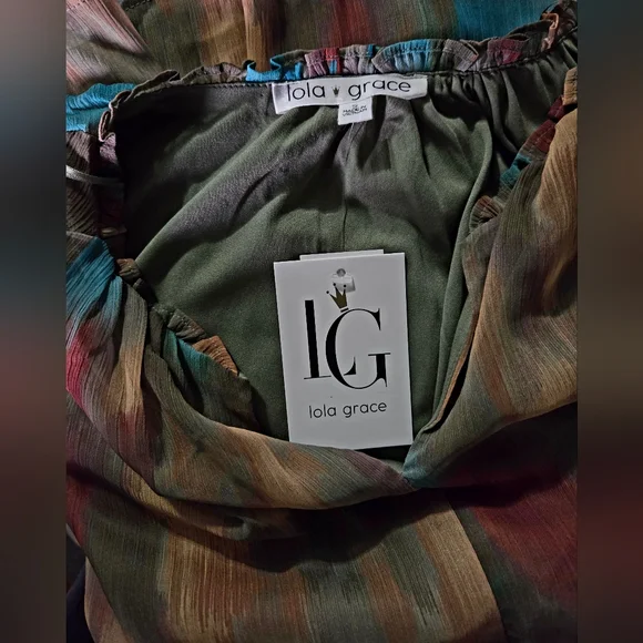 Lola Grace Long Sleeve Multicolor Ruffle Dress - Picture 3 of 9